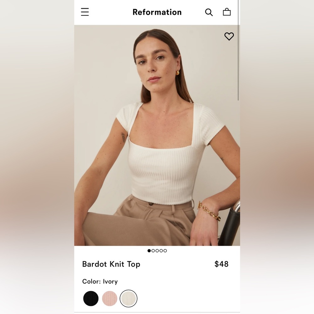 Reformation Bardot knit top